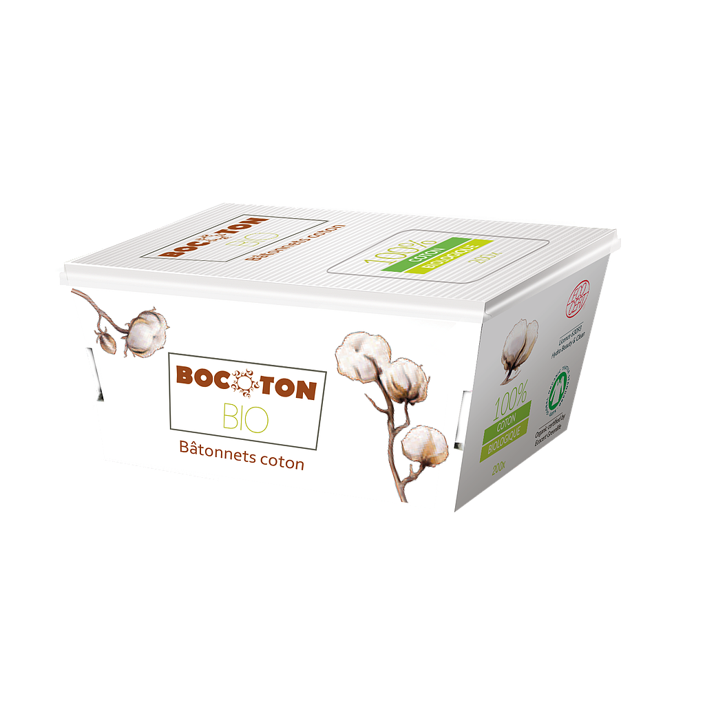 Bastonets orelles cotó bio 200u. Biobio-Bocoton