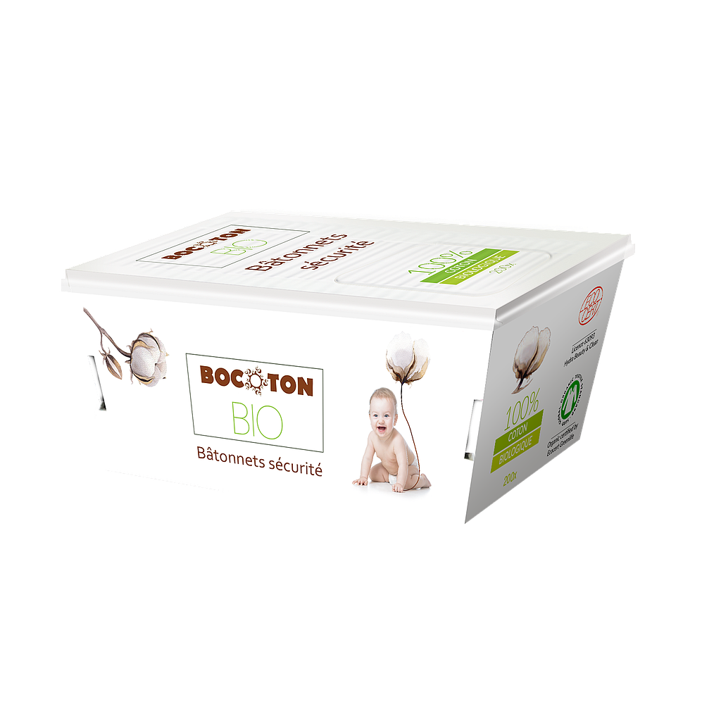 Bastonets orelles infants seguretat cotó bio 60u, Biobio-Bocoton