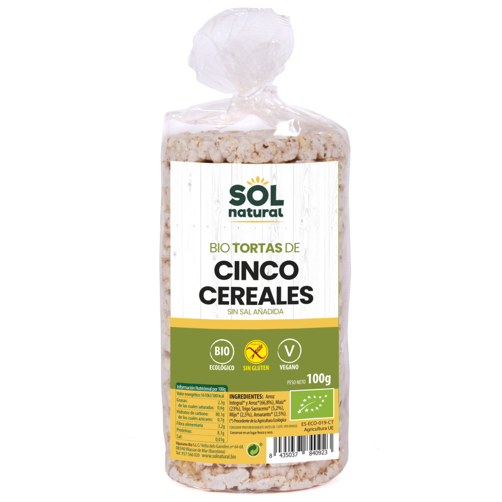 Coquetes de 5 cereals S/G 100g, Sol Natural