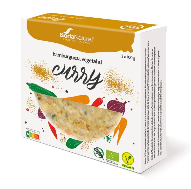Hamburguesa vegetal de curry 2x100g, Soria Natural