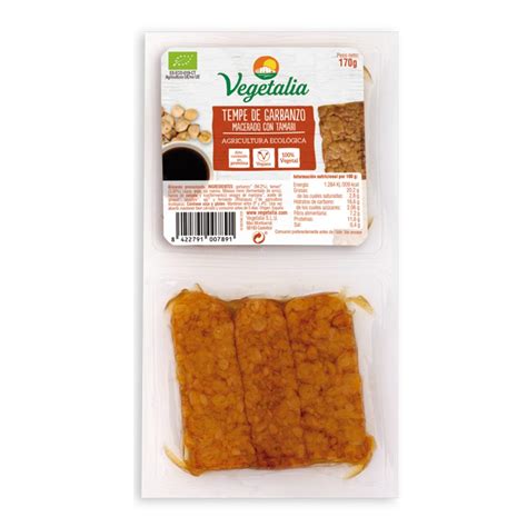 Tempe cigrons macerat amb tamari, 170g. Vegetalia