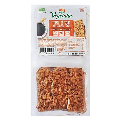 Tempe de soja macerat amb tamari, 2*85g. Vegetalia