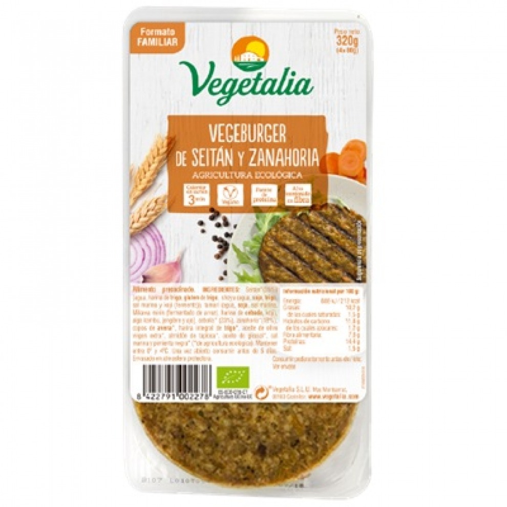 Hamburguesa seitan i pastanaga 4 u, Vegetalia
